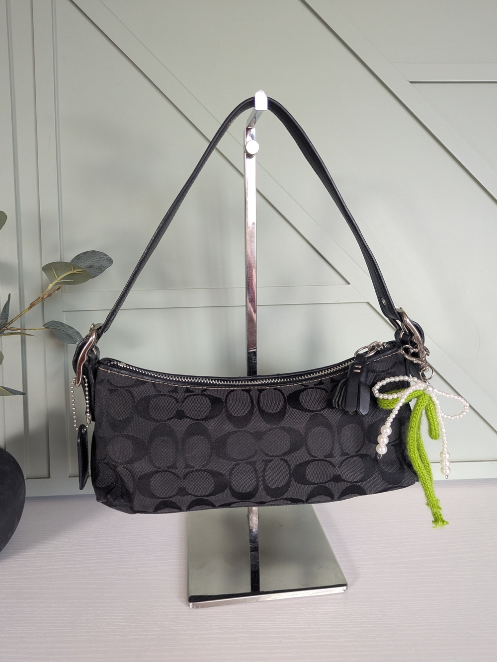 Coach Black Signature Jacquard Shoulder Bag